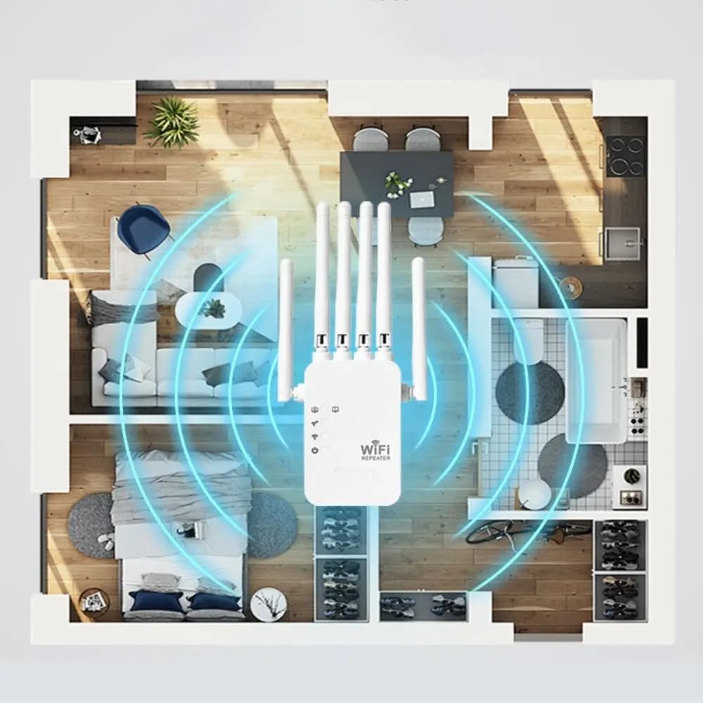 Ripetitore WiFi a 4 Antenne, Extender WiFi Dual Band Stabile, Amplificatore di Rete ad Alta Velocità con Dissipazione del Calore per Streaming