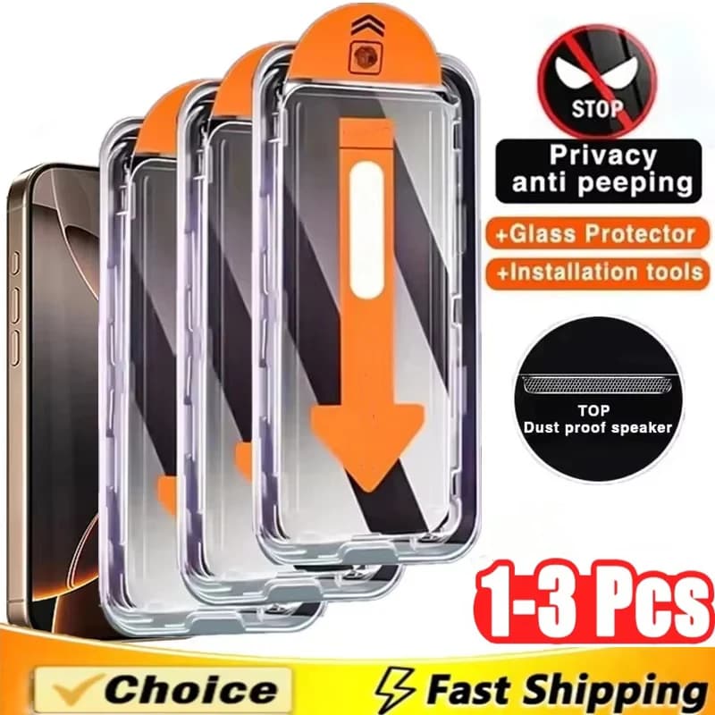Oil-repellent coating Powder-free installation Privacy screen protection for iPhone 17 Pro Max 16 15 13 14 Pro 11 12 16e Mini SE XR 7