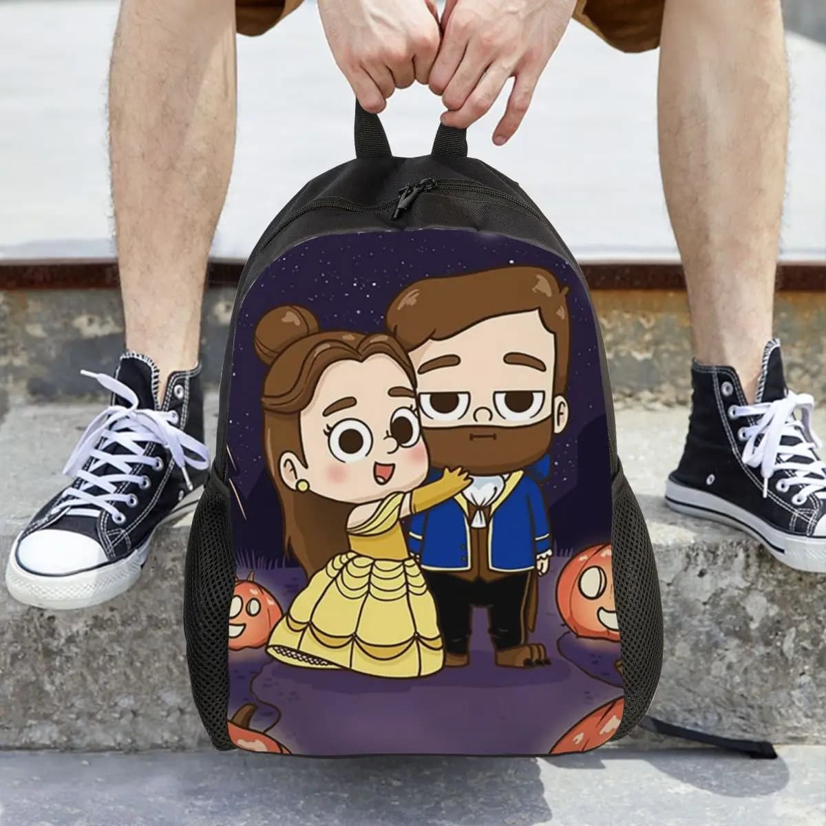 Pibu-beauty And Beast - Pibubear Backpack Daypack Large Capacity Kids BookBag School Bag Shoulder Bags for Men Women