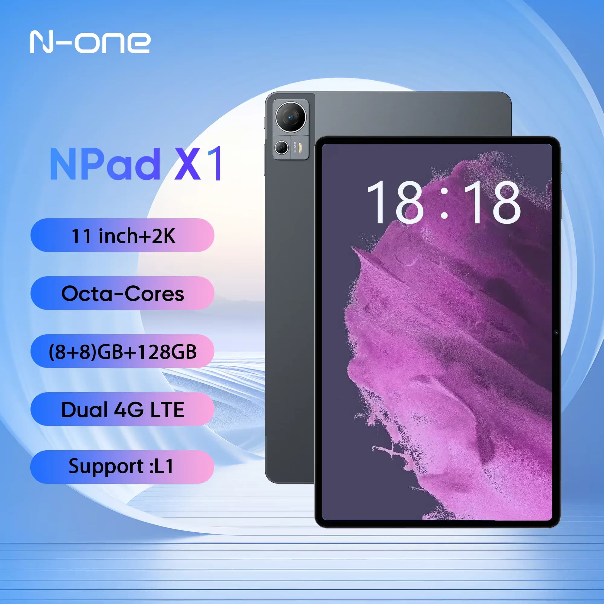 N-one NPad X1 Tablet Android 13 da 11'' (8+8)GB RAM 128GB ROM 2K FHD MTK G99 Fotocamera 8+20MP+2MP Ricarica Rapida PD 18W