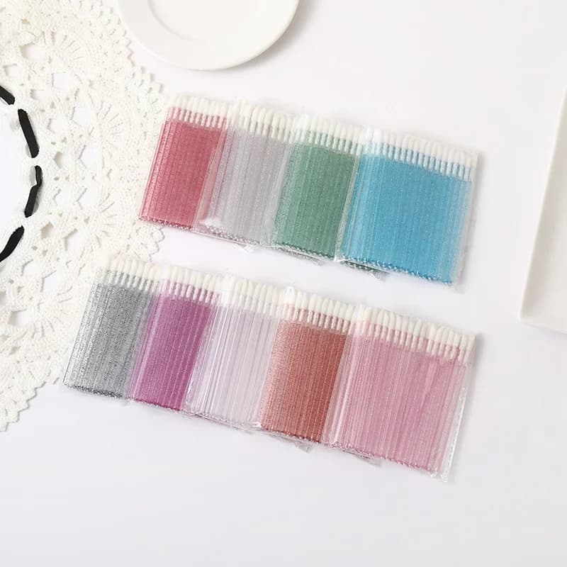 Set of 50 Brushes for Lip, Extension Brushes for Crystal Eyelash, Mascara Applicators, Lipsticks, Female Makeup Tools