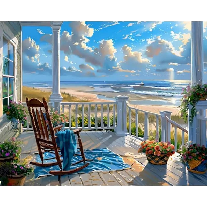 GATYZTORY Beach Paint By Numbers Hand Painting Artwork Landscape Easy Acrylic on Canvas Original gifts Paint Kit for Beginner