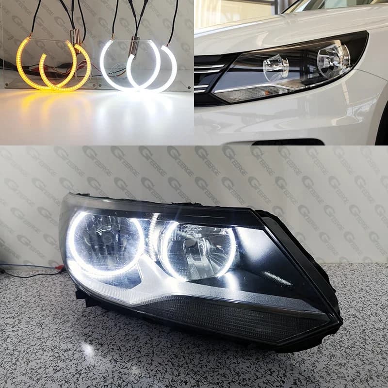 Per Volkswagen VW Tiguan I 5N Facelift 2011 - 2016 Ultra Luminoso Switchback Luce diurna Indicatori di direzione LED Angel Eyes Kit Halo Anelli