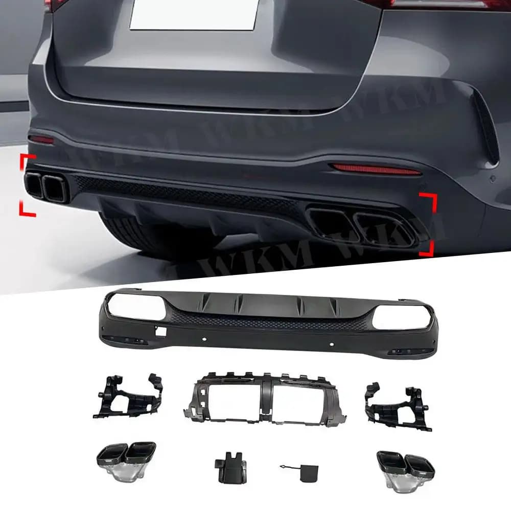 PP Car Rear Bumper Lip Muffler Exhaust Tip Splitter Diffuser Protector For Mercedes Benz GLE GLS V167 X167 GLE63 For AMG 2020+