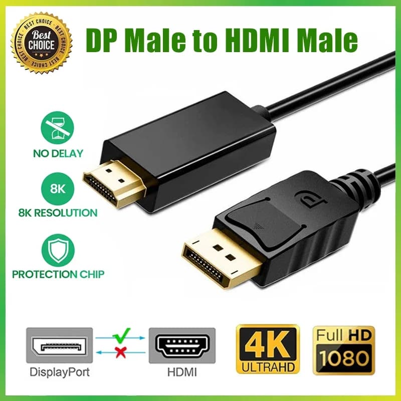 Cavo DP a HDMI Cavo DP HDMI 1080P Cavo DisplayPort a HDMI Porta display 4K per PC portatile Proiettore HDTV