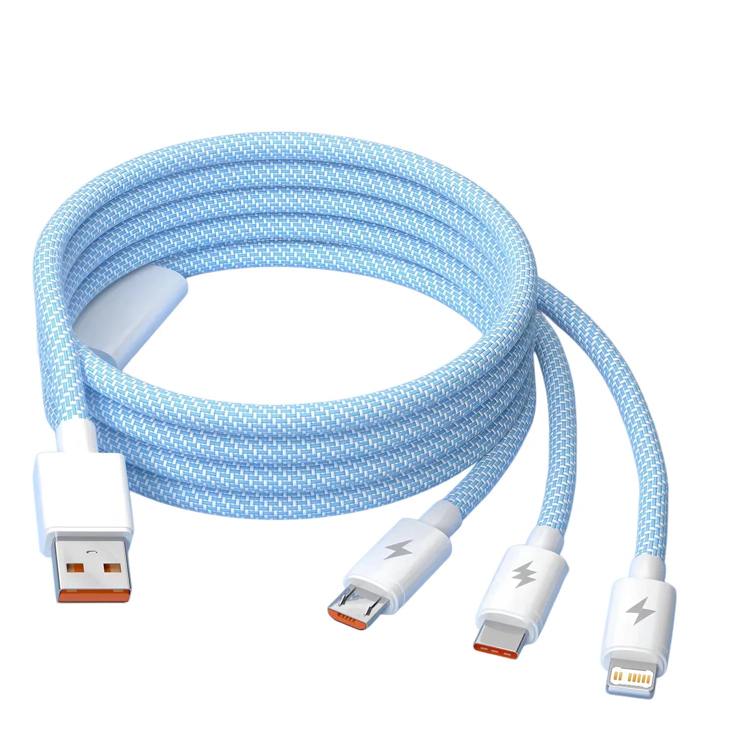 Cavo USB 3 in 1 Cavo di ricarica Micro USB tipo C 6A 240W per iPhone 14 13 12 Huawei Honor Xiaomi 13 ViVo Oppo Cavo dati