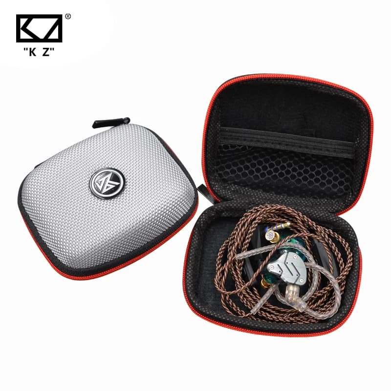 Custodia per auricolari KZ Custodia per auricolare Bluetooth Custodia quadrata per auricolare a compressione portatile Custodia con cerniera EVA con LOGO Nero