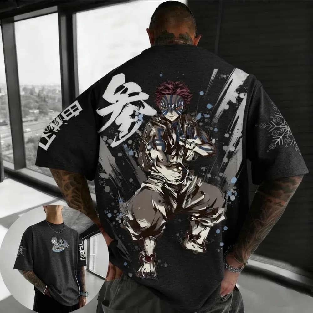 Summer T-shirt Oversize with Print Anime Demon Slayer for Men and Women, Top Casual Genitor-Son, Fashion Style Harajuku Street Wear Y2K