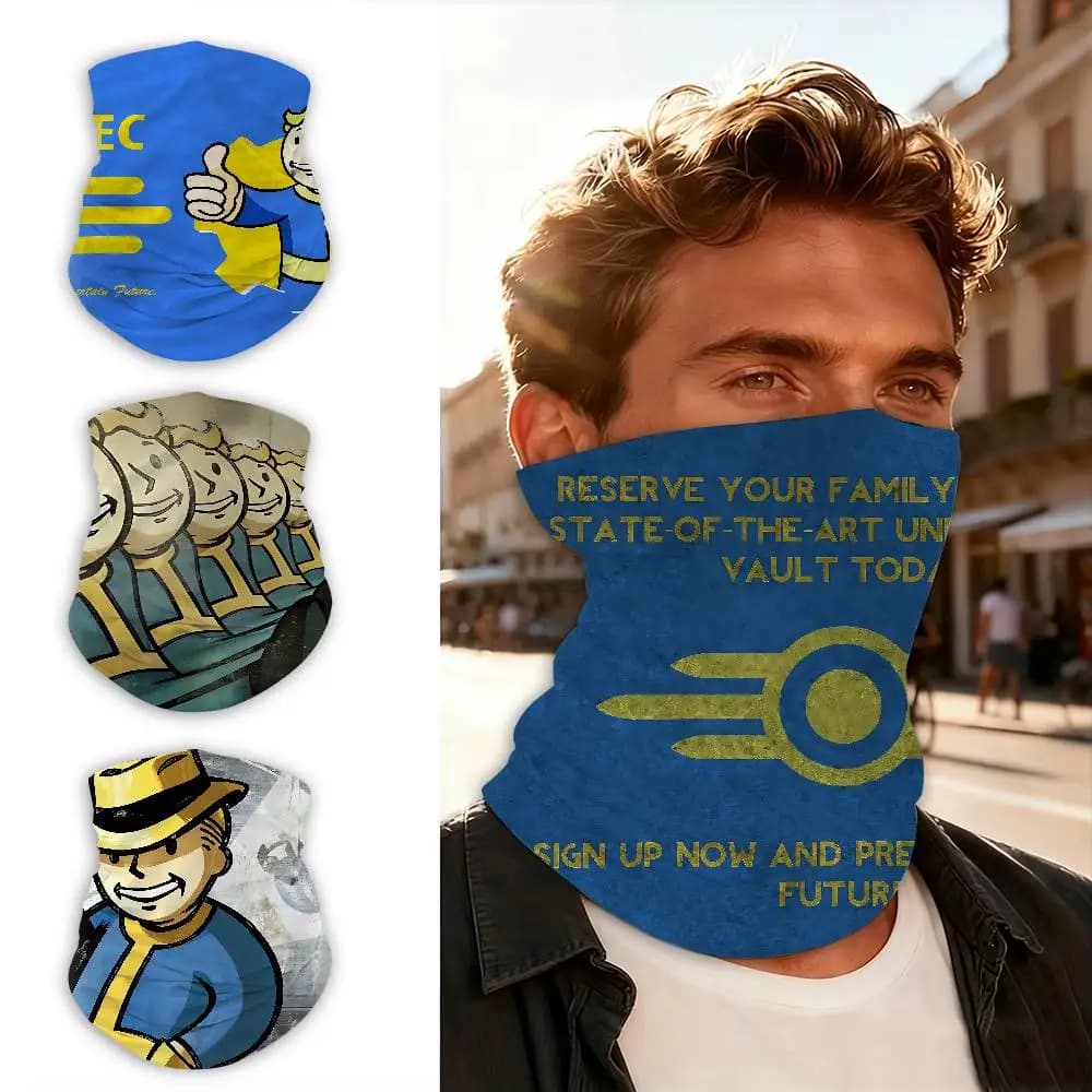 Maschera protettiva UV Games Vault Tec, sciarpa tubolare leggera per equitazione, alpinismo e campeggio all'aperto
