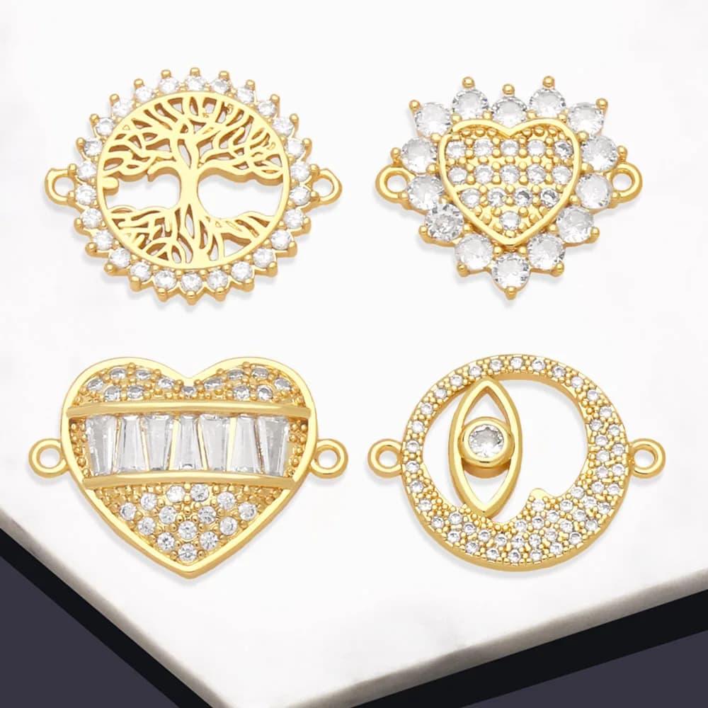 OCESRIO Trendy CZ Cuore Pendenti e Ciondoli per Bracciale Collana Rame Placcato Oro Albero della Vita Creazione di Gioielli Forniture All'ingrosso chma192