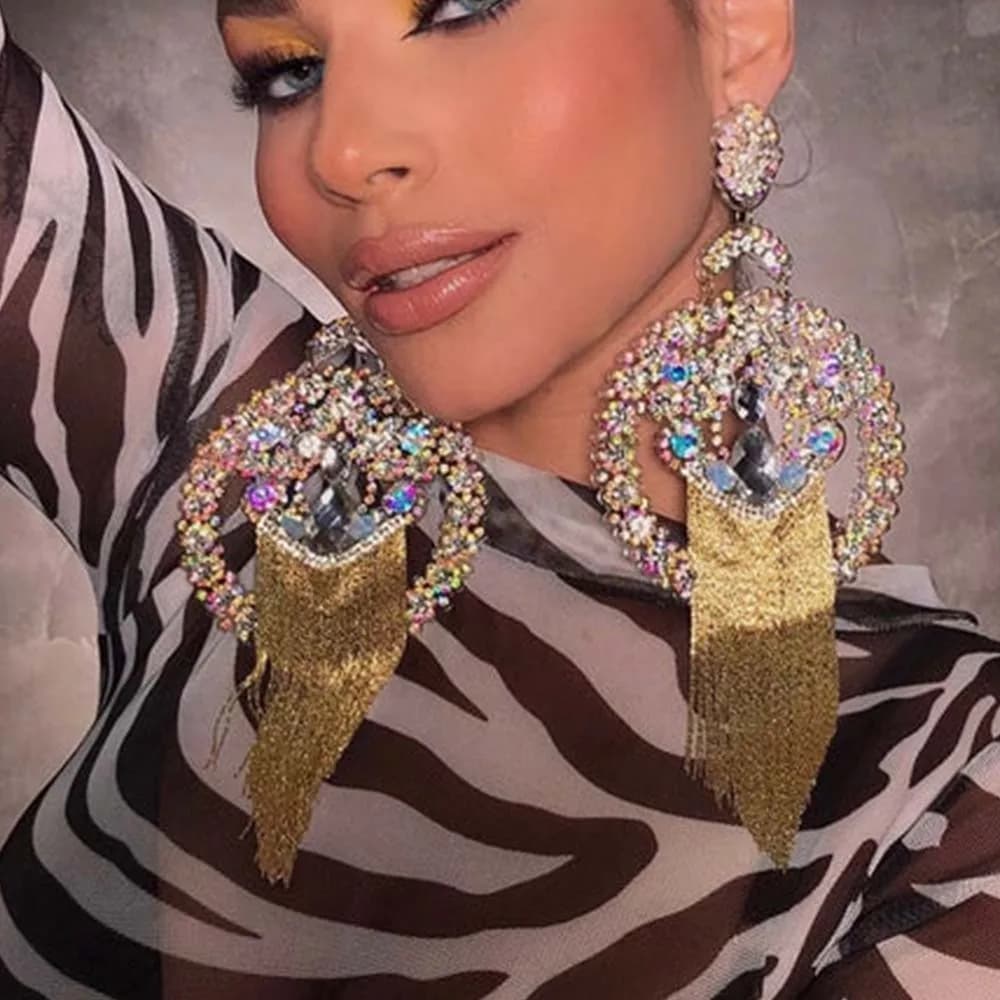 Stonefans Orecchini con nappa color AB esagerati 2024 Accessori con ciondoli Stupendo piercing Moda Frange Orecchino Decorato Danza