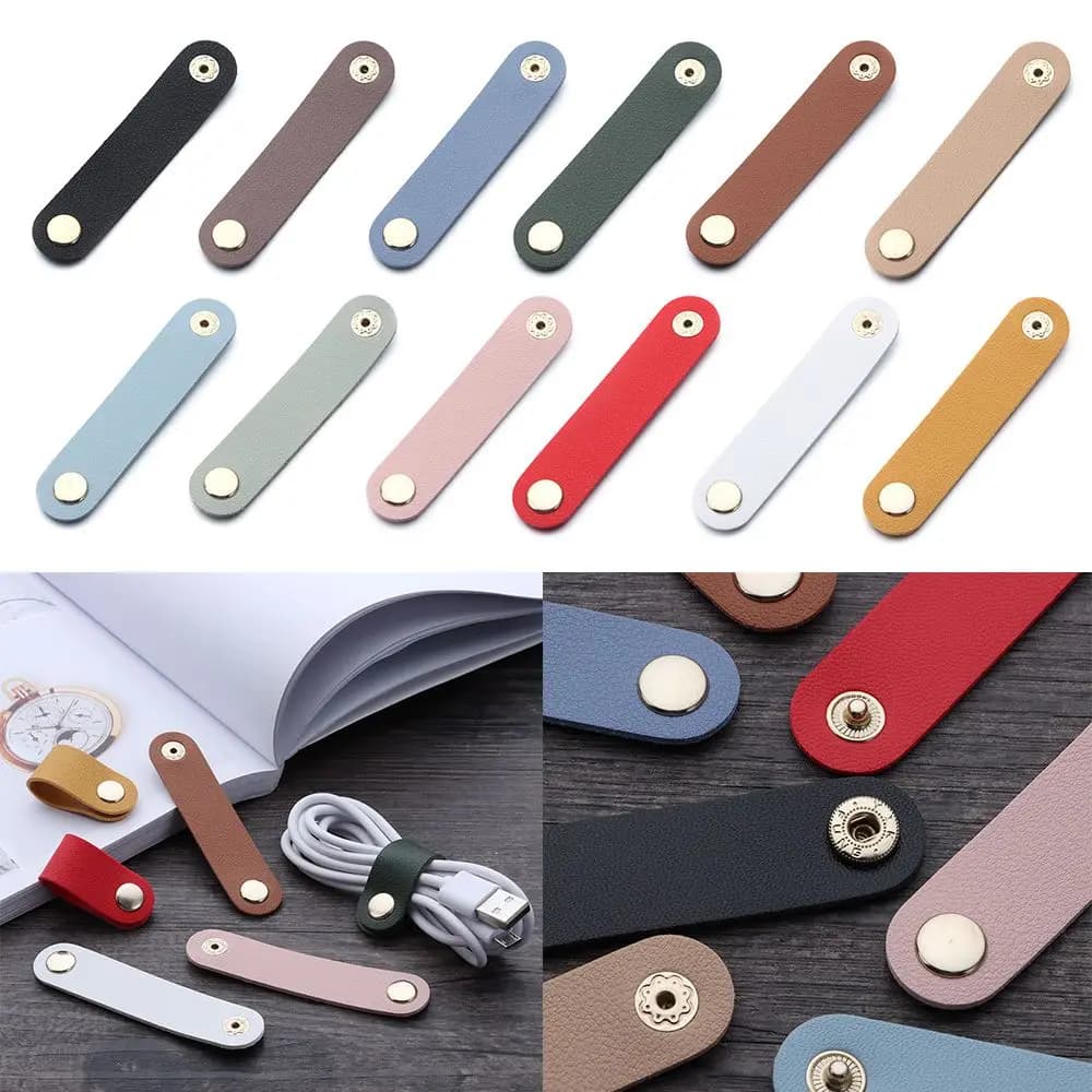 1Pcs Leather Charger Cable Protector Earphone Cord Winder Winder Tie Cable Management Cable Winder Cord Organizer