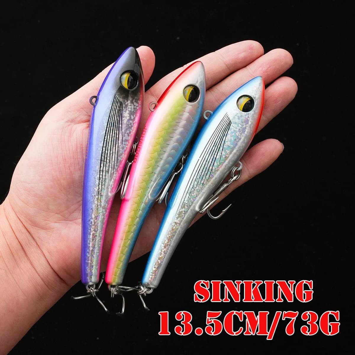 1Pcs Sinking Pencil Fishing Lure 73g 135mm Trolling Wobblers Artificial Hard Bait Trout Tuna Seabass Saltwater Fishing Tackle