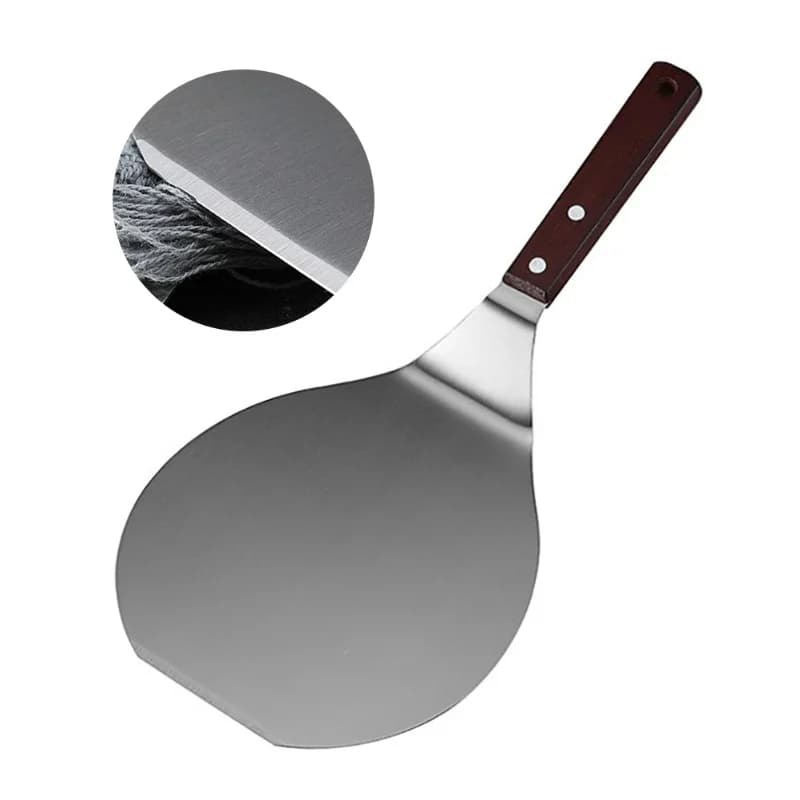 Stainless Steel Pizza Spatula With Wooden Handle Multipurpose Metal Pizza Peel Cake Spatula Shovel Paddle Transfer Tool