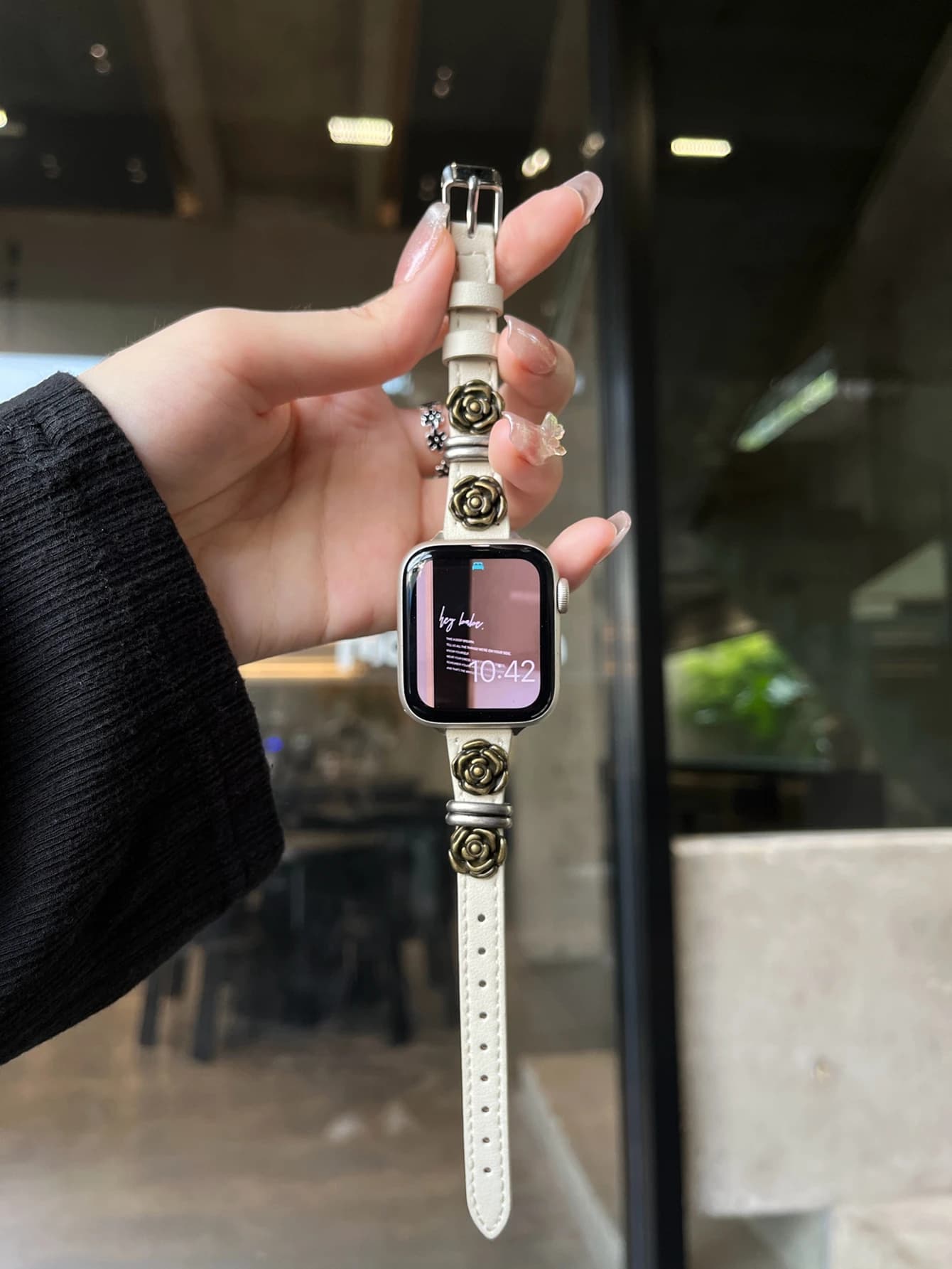 Passante in pelle per cinturino Apple Watch donna bianco Ultra 10/9/8/7/6/5/4/3/2/1 SE 38mm 40mm 41mm 42mm 44mm 45mm 46mm