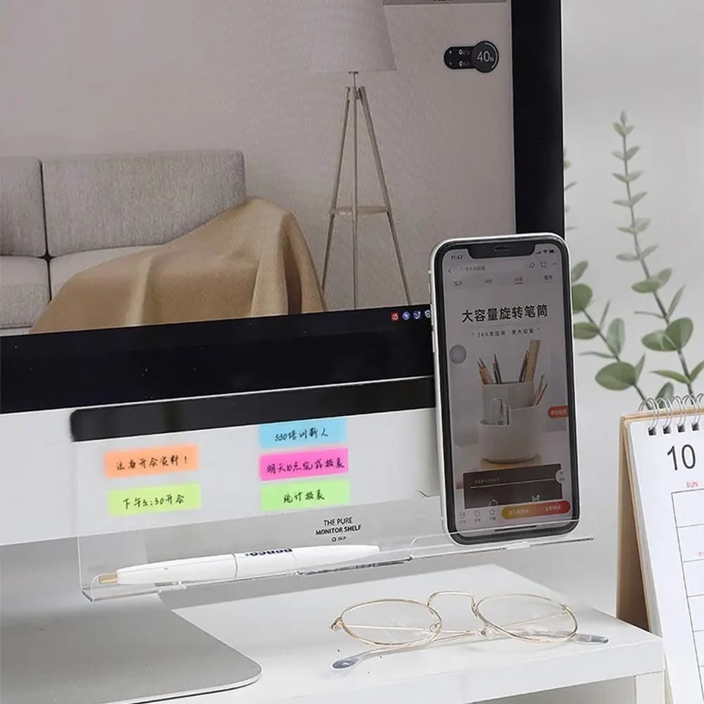Monitor di archiviazione da tavolo Bacheca per appunti per messaggi Bacheca trasparente multifunzionale Minimalismo Organizzatore da scrivania Lavagna per appunti