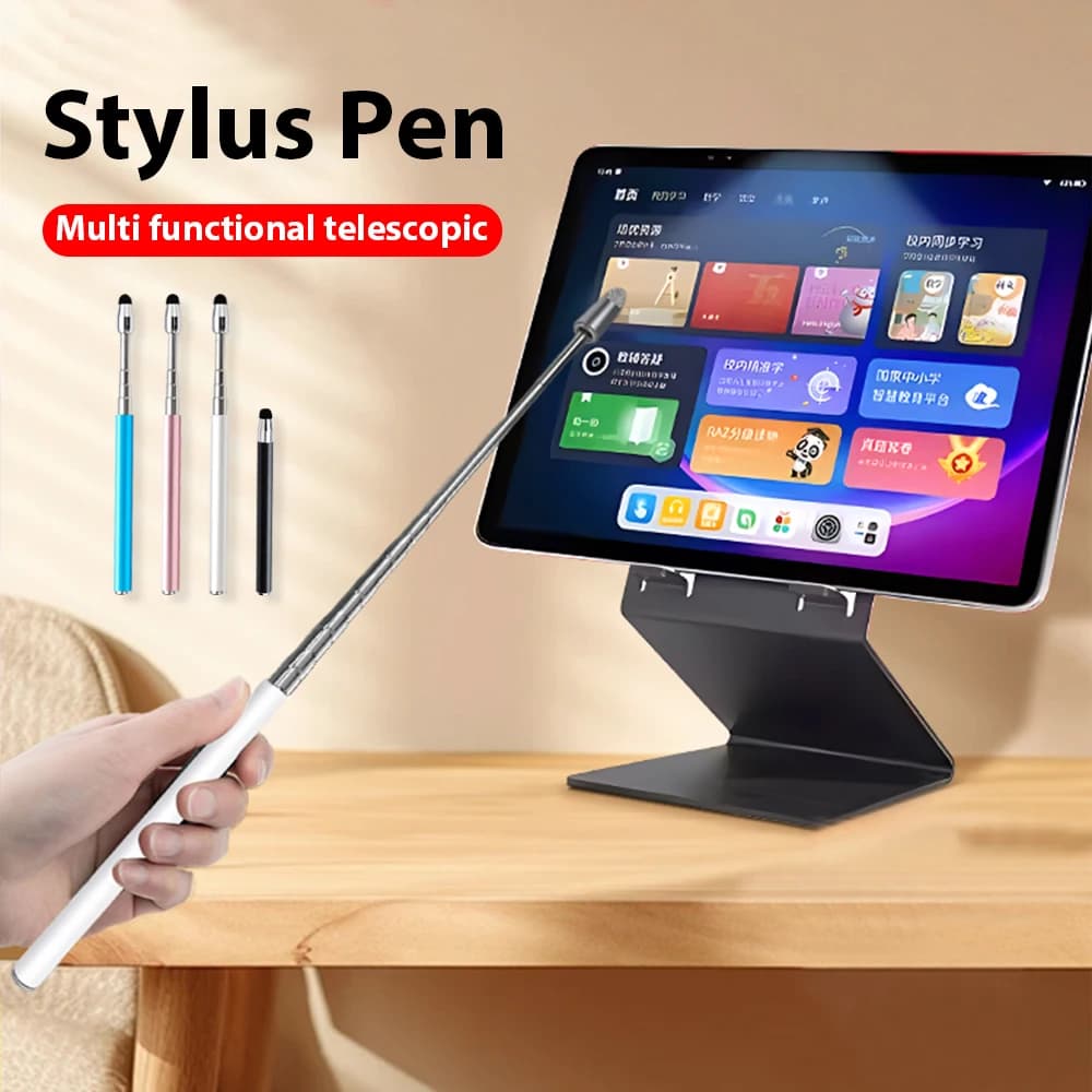 Penna stilo touch screen Penna universale retrattile per tablet telefono Bastoncini per lettura dito Asta telescopica Strumento per riunioni didattiche