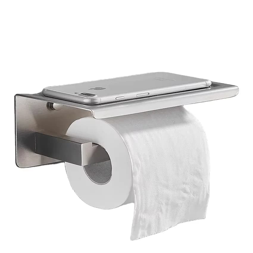 Porta carta igienica moderno per montaggio a parete con doppia base in acciaio inossidabile SUS304 con finitura in nichel spazzolato per uso domestico per cucina bagno