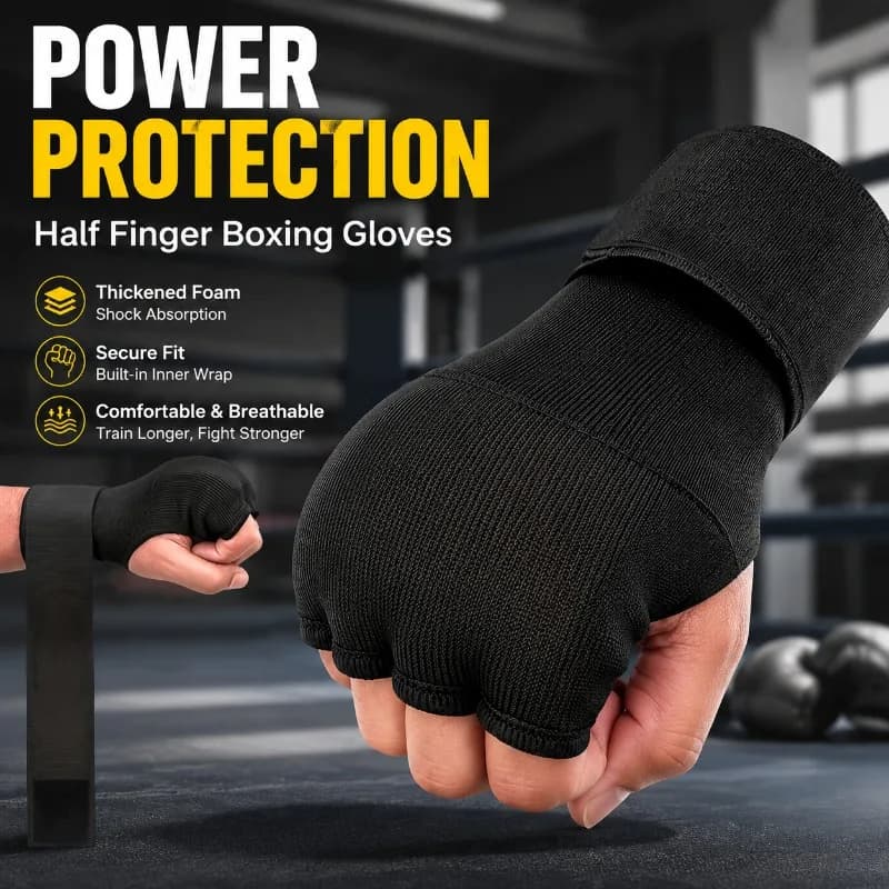 Half Finger Boxing Gloves Thickened Foam Padding for MMA Muay Thai Training Gym Sanda Fighting Inner Hand Wraps