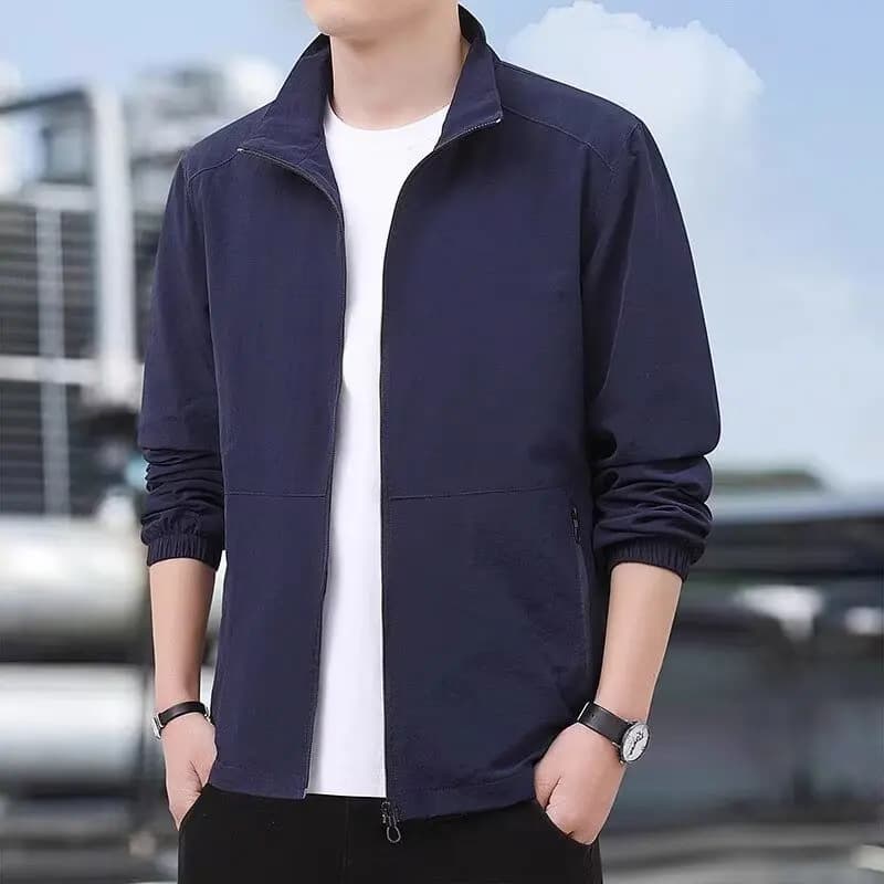 Casual Short Thin Autumn Jacket Loose Fit Stand Collar Men's Outerwear Spring New Style Sporty Dad Coat for Middle-Aged And E...