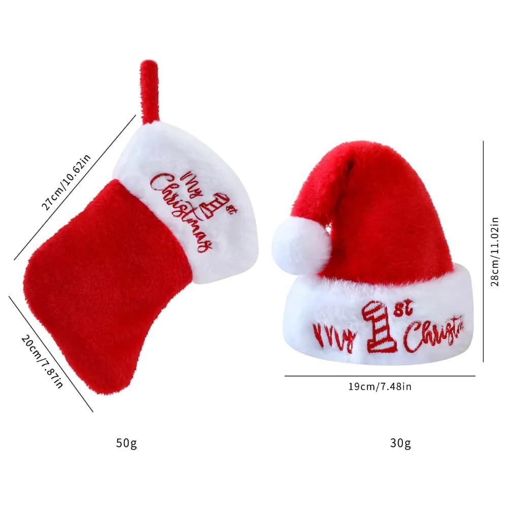 Regalo di festa di Natale Cappello calzino Set Palla di lana Ricamo Calzini di Natale regalo Berretto di Natale fai da te Infantile