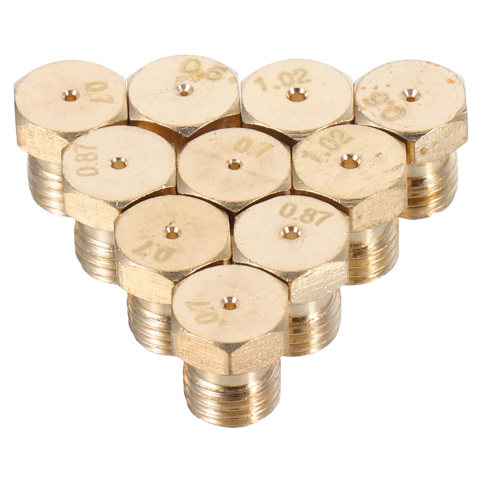 10 ugelli in ottone per fornelli a gas, ricambi per uso domestico, cucina, ristorante, campeggio, compatibili con la maggior parte dei bruciatori a gas