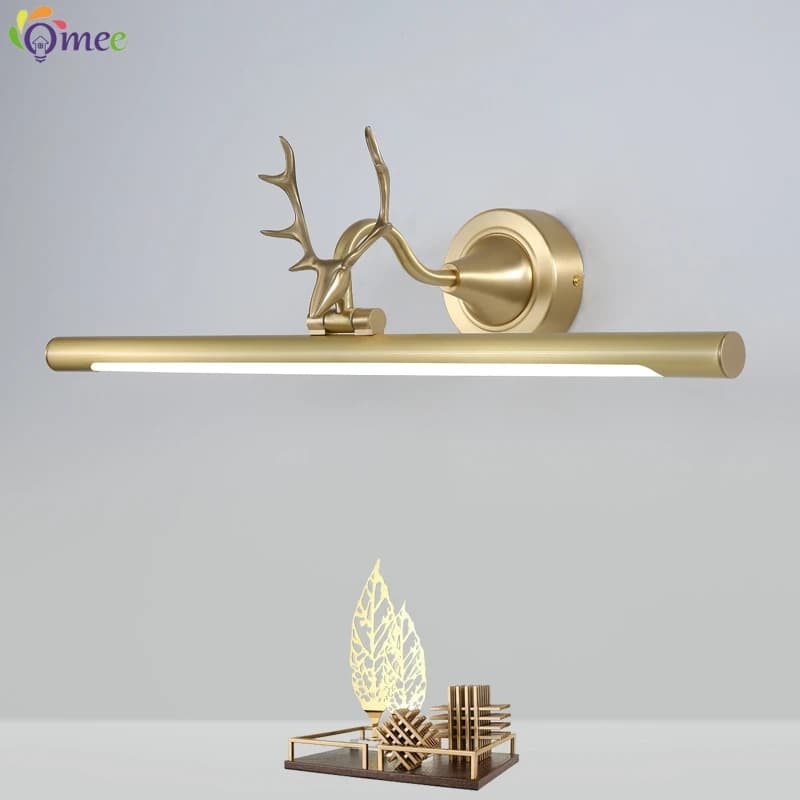 Lampada da Parete Moderna a Forma di Corna, Nera e Dorata, con LED, Lunghezza 43 56 75cm, Luce per Quadri, Illuminazione per Specchio e Mobile da Bagno in Alluminio