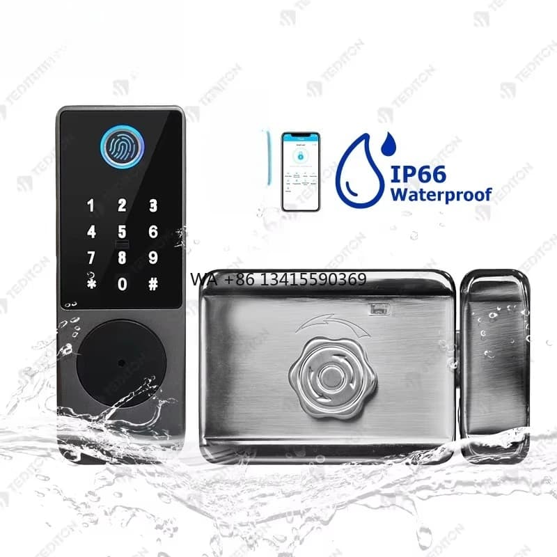 Tediton Oem Produttore Serrature elettriche con bordo magnetico Impronta digitale senza chiave Ttlock Smart Lock in alluminio Cancello impermeabile IP