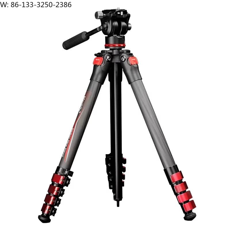 [Supporto in metallo] Treppiede in fibra di carbonio PH-10 per fotocamera, supporto sferico idraulico per SLR e cellulare