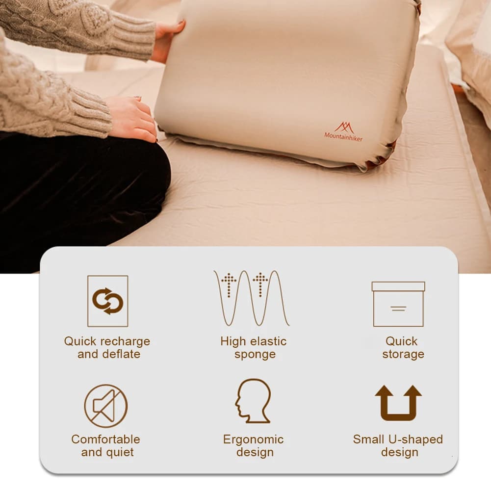 Cuscino Gonfiabile Ultraleggero per Protezione del Collo, Cuscino da Campeggio Ergonomico Comprimibile per Auto, Aereo, Treno, Ufficio