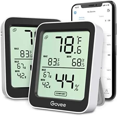 Termometro Igrometro Bluetooth - Ampio Display LCD, Archiviazione Dati per 2 Anni - Nero, Confezione da 2
