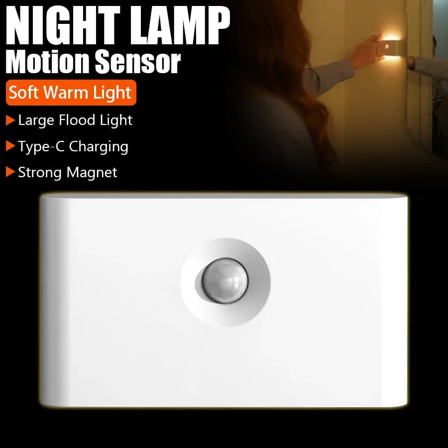 Luce notturna a LED con sensore intelligente Lampada da parete con sensore di movimento con ricarica USB wireless per illuminazione dell'armadio del corridoio della camera da letto