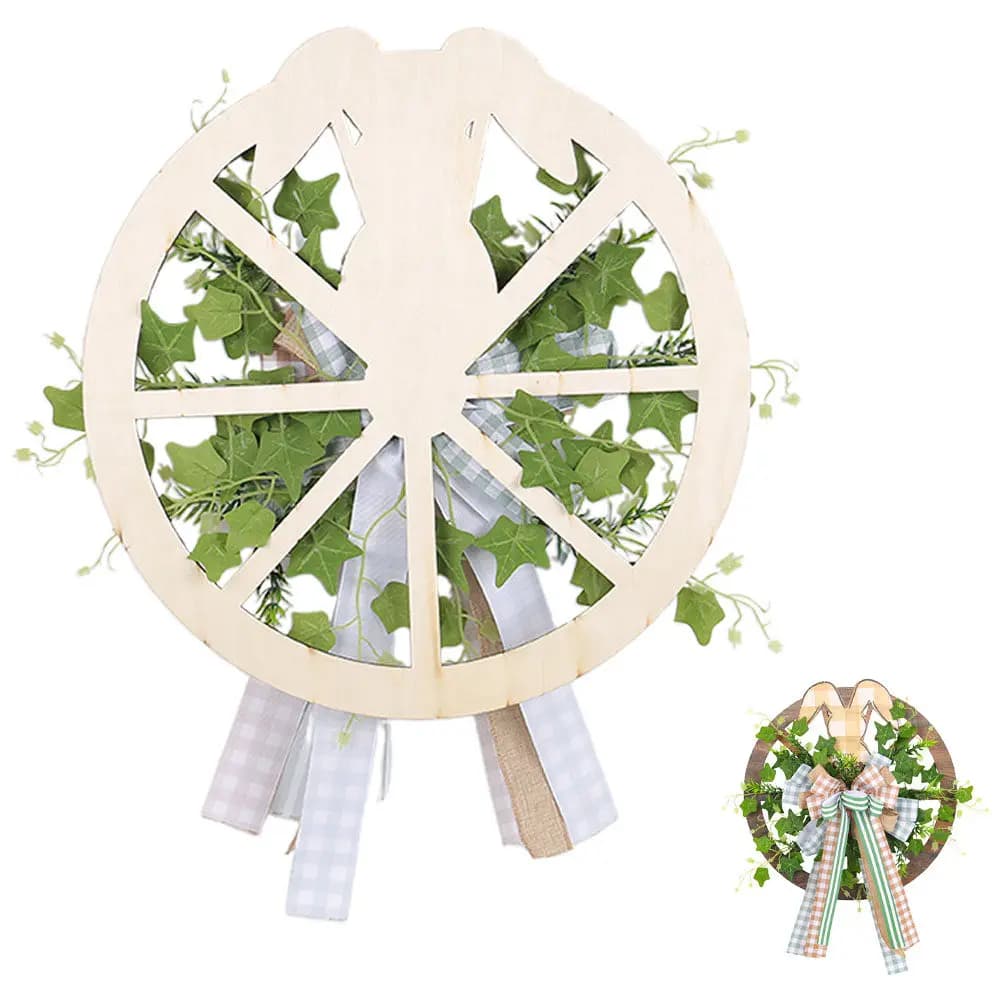 Easter Bunny Wreath Artificial Plant Spring Garland Hanging Decoration Front Door Window Photography Prop Bunny Garland