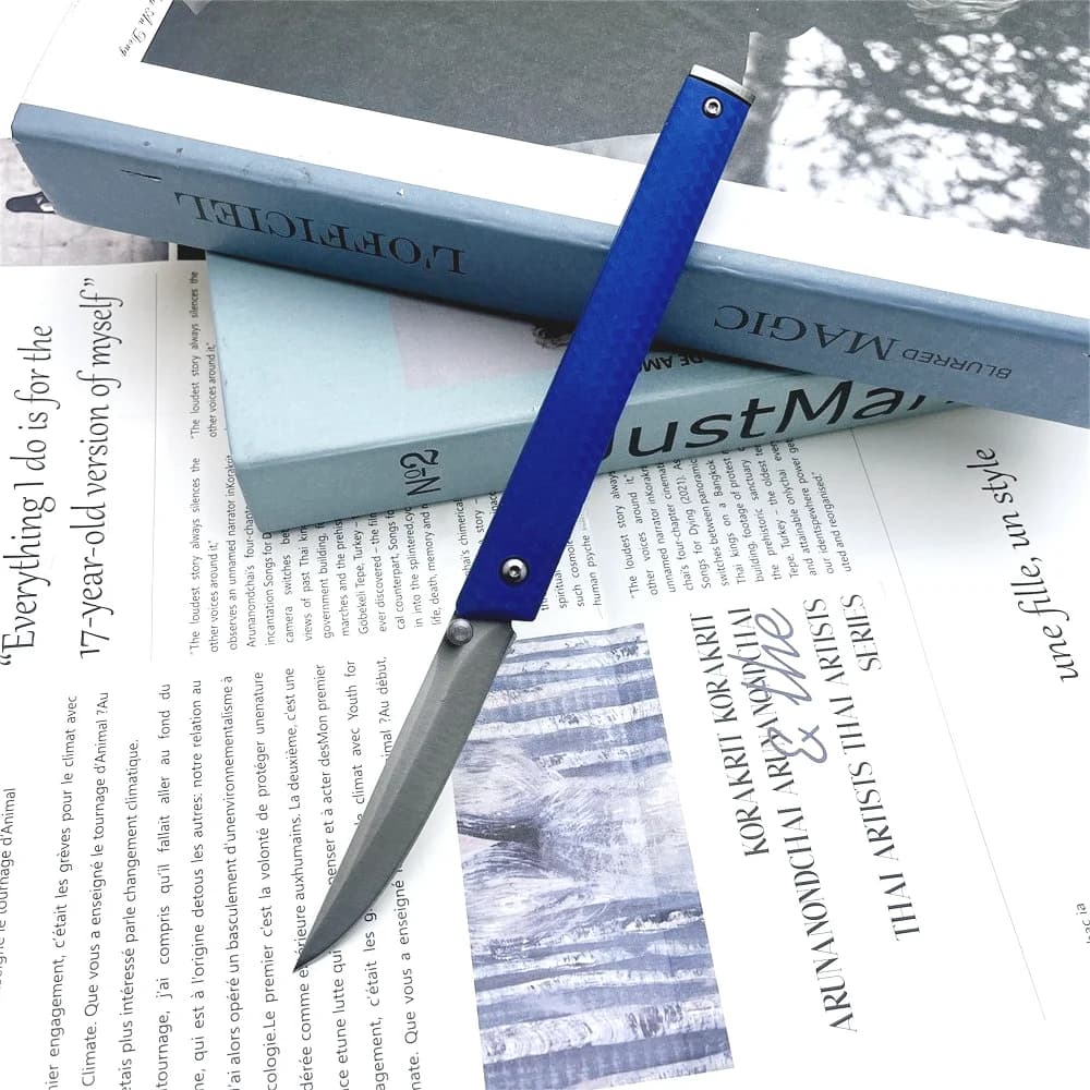 Coltello Pieghevole da Escursionismo ad Alta Durezza, Lama 8CR17Mov, Manico in Composito di Poliammide e Fibra di Vetro, Coltello Resistente per Campeggio e Pesca all'Aperto