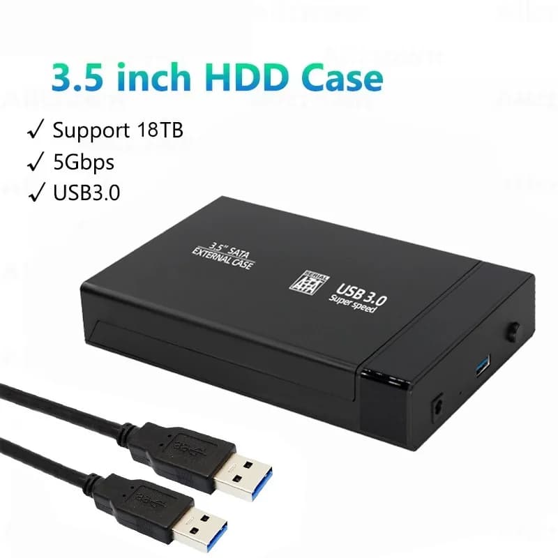 3.5'' HDD Case SATA to USB 3.0 Adapter External Hard Drive Enclosure for 2.5" 3.5" SSD Disk 450Mb/s 22TB HDD Case for PC Laptop