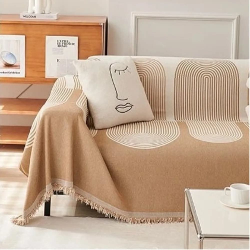 Full Seasons Chenille Sofa Cover Universal Anti-slip Sofa Throw Blankets Double Sided Modern Geometric Sofa Cover Cushion Home
