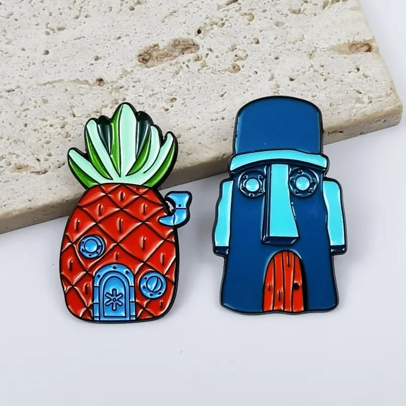 Cartoon SpongeBob SquarePants Anime Merch Creative Brooch Pin Decorative Ornament for Clothes Backpack Cute Collectible Gift