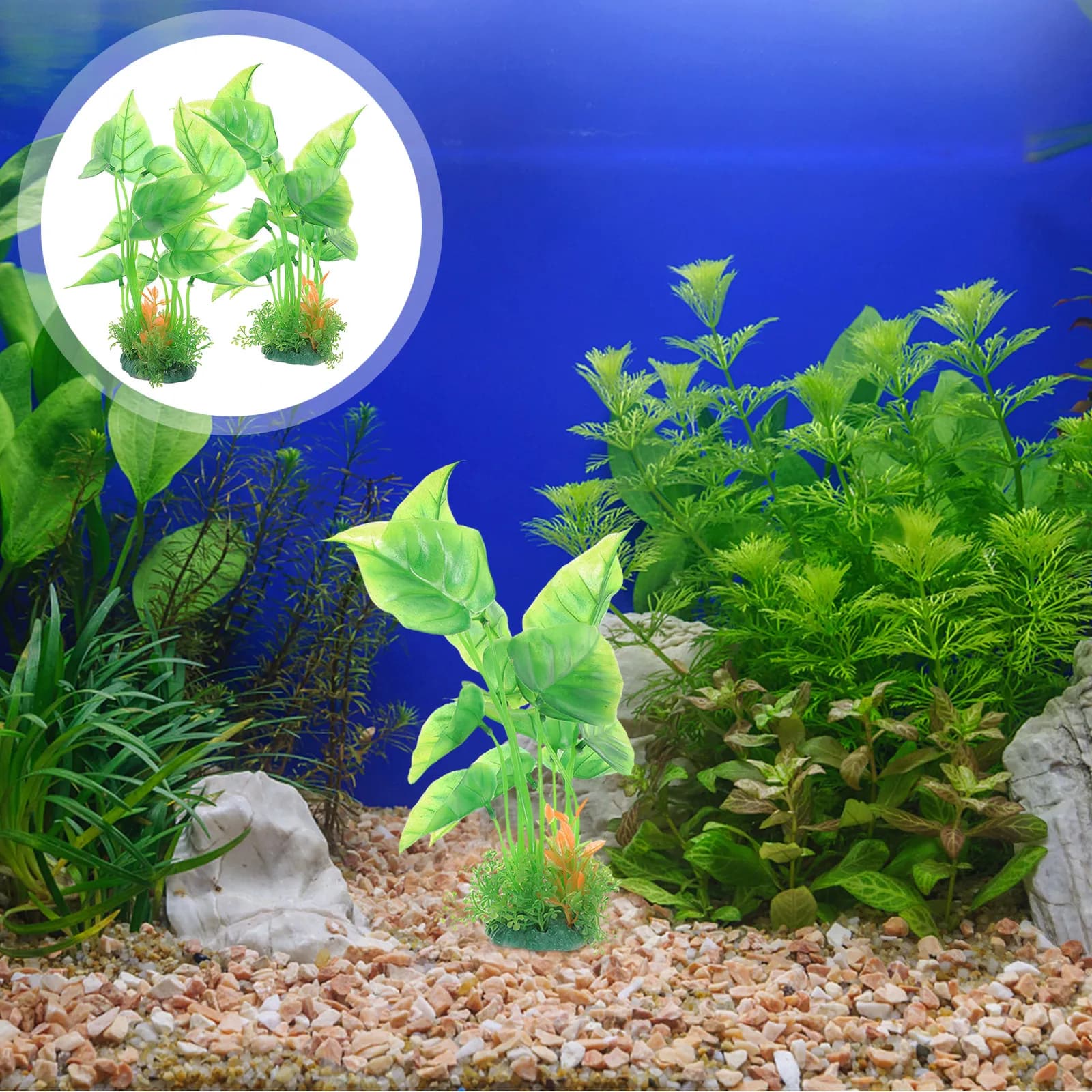 2Pcs Water Grass Decoration Lifelike Artificial Aquarium Plants Stable Base Fish Tank Accessories Large Small Fish Tank Decor