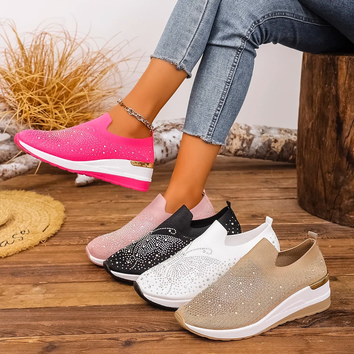 Scarpe da ginnastica da donna con zeppa e zeppa, scarpe da ginnastica comode taglie forti per donna, scarpe basse moda primavera autunno da donna