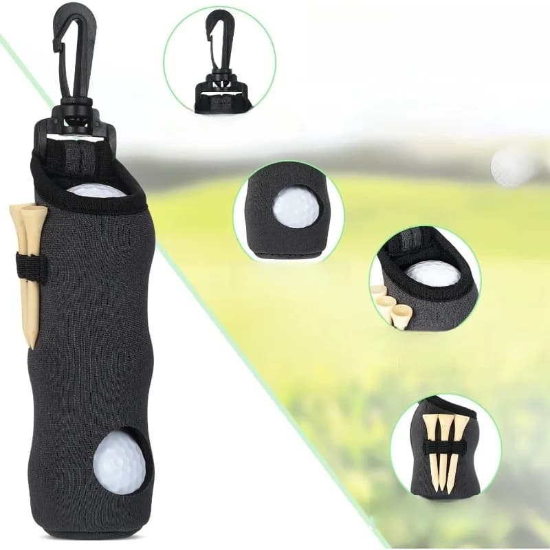 Golf Club Holder with Keychain - Hanging Waist Pack for 3 Balls & 3 Tees Portable Hands-Free Storage Durable Multipurpose Design