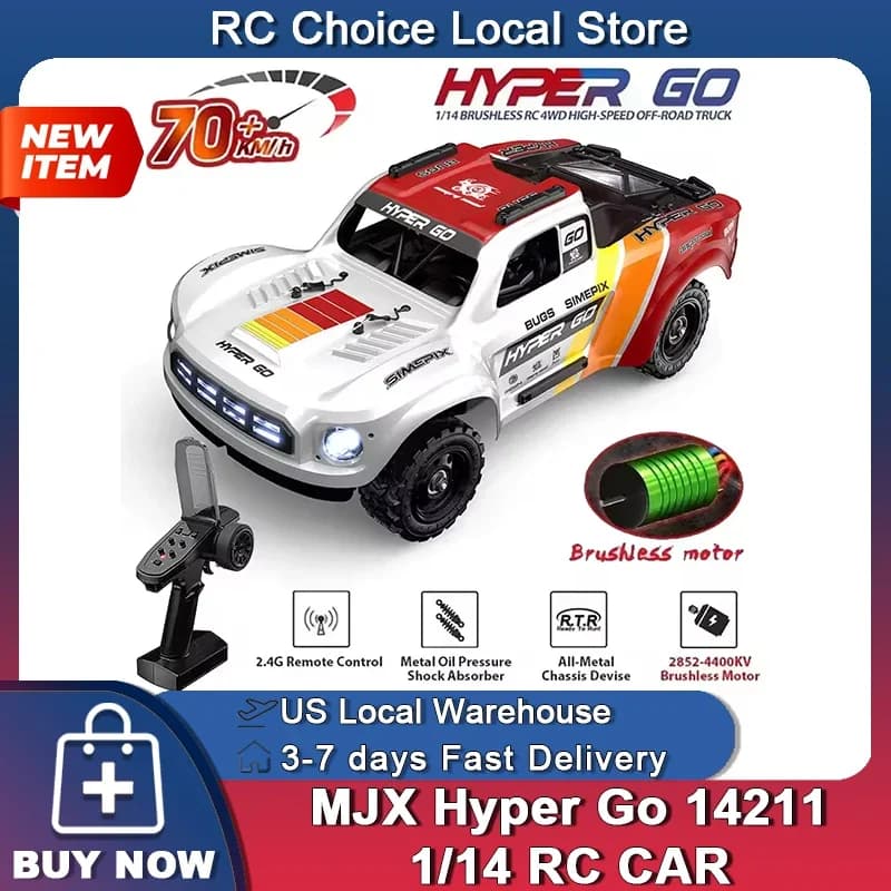 MJX HYPER GO 14211 Auto Da Corsa 1/14 Camion Corto 45A ESC Motore Brushless 47 KM/H Piede Grande 4WD RC Auto Giocattolo di Controllo Remoto MJX