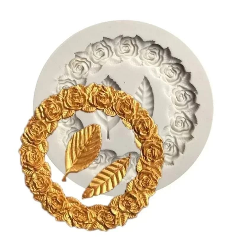 Silicone mold shaped like rosette leaves for cakes, chocolate, frames and sugar decorations - 1 piece