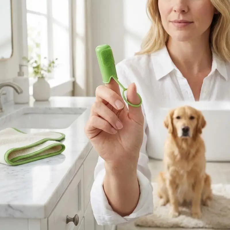 Set di Spazzolini da Dito per Animali Domestici, Morbidi e Riutilizzabili, per Cani e Gatti, Pulizia Orale, Rimozione di Placca e Tartaro, Strumento per la Cura dei Denti, 3 Pezzi