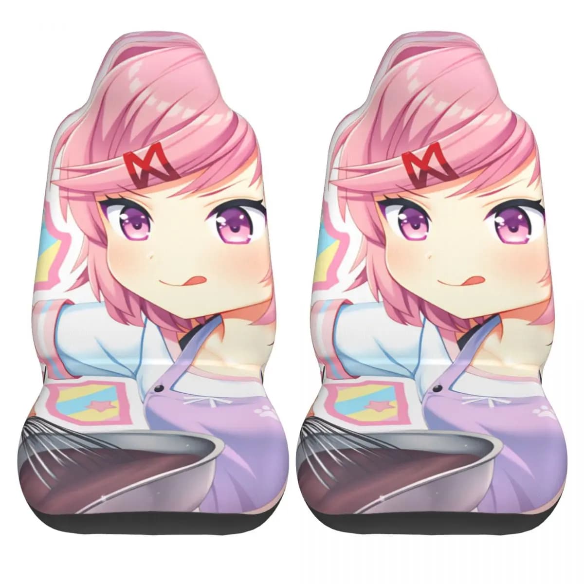 Universal Anime DDLC Car Covers in Polyester, Two Piece Set for Safety in Cars