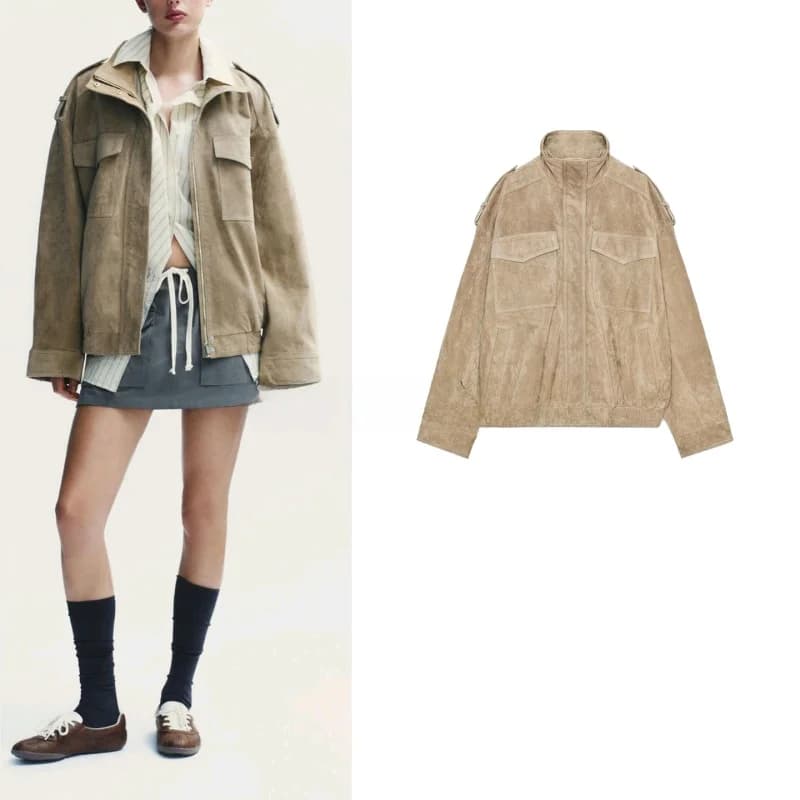 Fall New Street Style Women's Long Sleeve Stand Collar Casual Zipper Jacket Coat Comfortable Polyester Fiber Commute Style