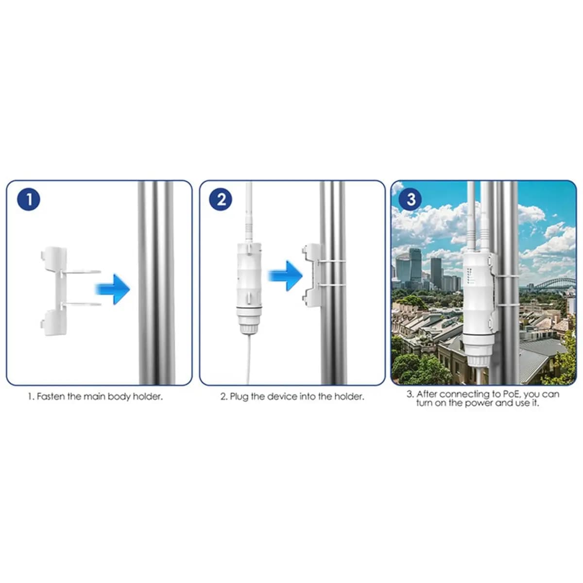 AU47-AC1200 Wireless Outdoor Router 2.4 GHz/5 GHz Dual-Band with POE Waterproof AP Repeater 7/8 DBi Directional Antenna
