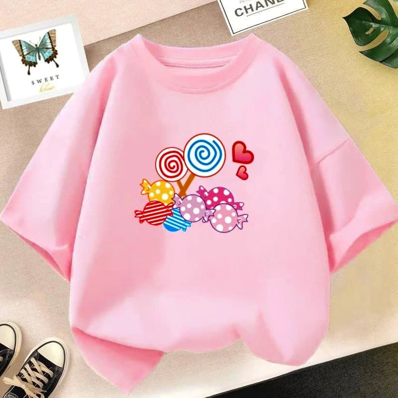 Camicia da ragazza Candy Lollipop Magliette dolci Vestiti da ragazza Outfit Top per bambini Vestiti per neonata T-shirt Abbigliamento per bambini