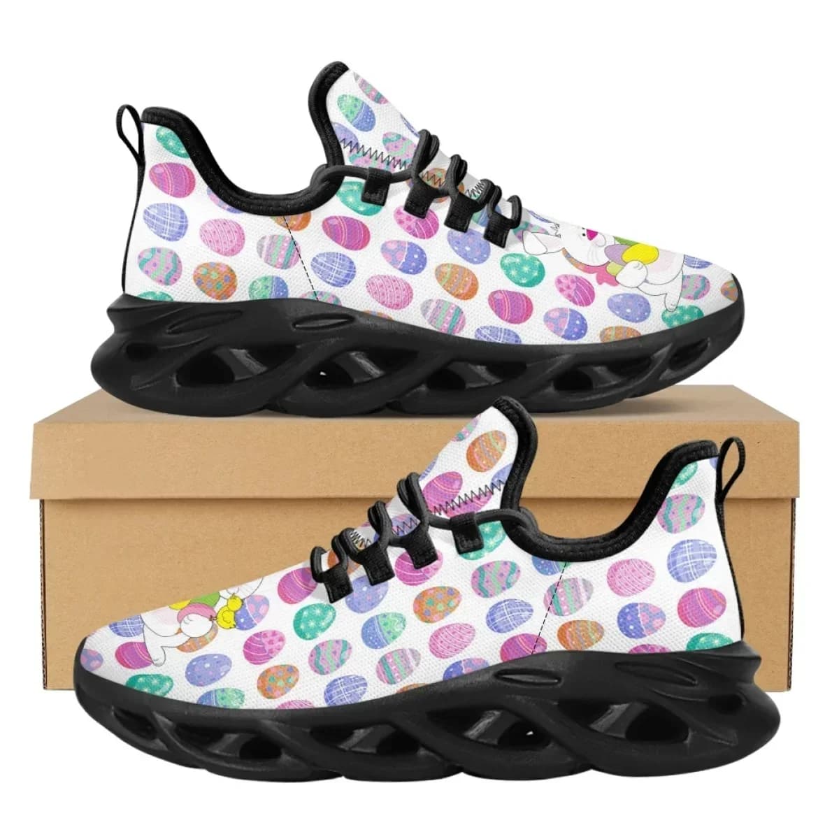 Scarpe basse dal design divertente con coniglietto pasquale, scarpe da passeggio leggere con lacci da donna, scarpe comode da jogging per studenti, regalo di Pasqua