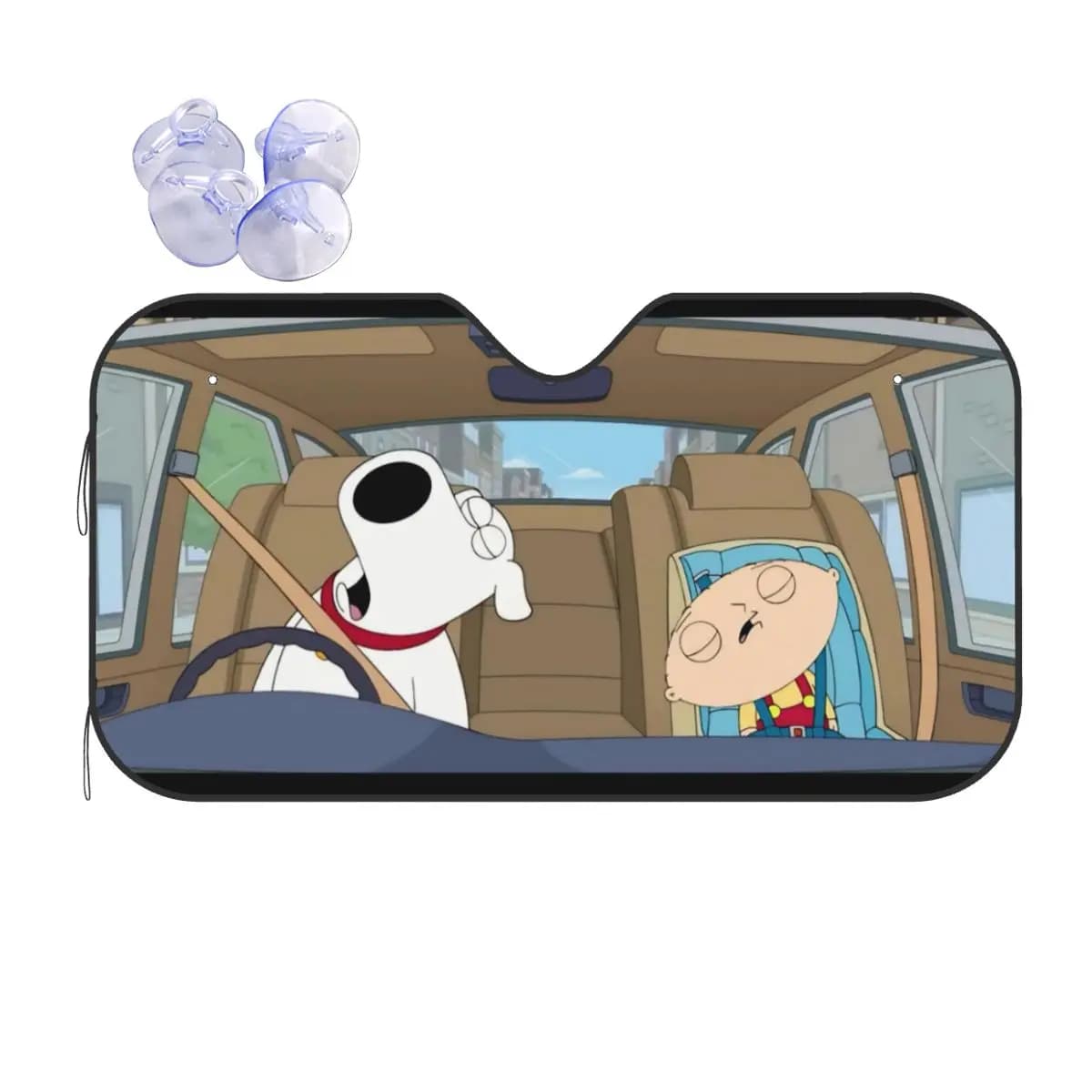 Parasole per Parabrezza Auto con Design Anime Familys-Guys, Stewart Brian Dog, Visiera Parasole per Finestrino Anteriore, Accessorio Auto 76x140cm