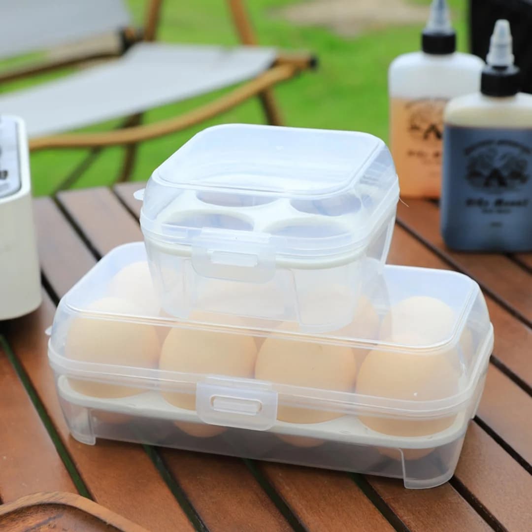 Scatola porta uova portatile a 3/4/8 scomparti, trasparente, per esterni, ideale per campeggio, picnic, barbecue, pratico accessorio per esterni.
